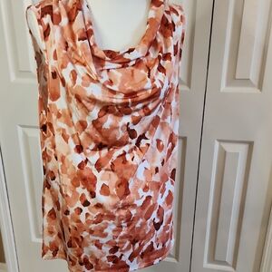Dana Buchman Orange Sleeveless Draped Blouse